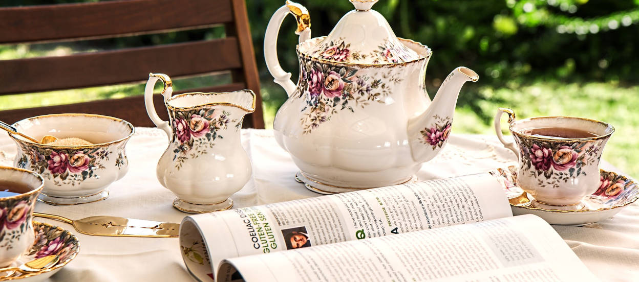 Tea cups serving afternoon tea