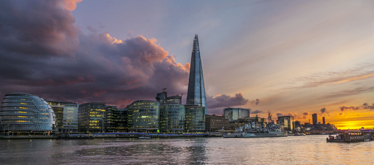 View of central london from the Thames