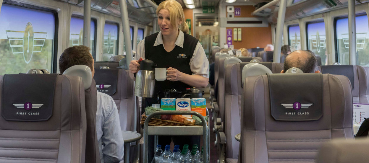 Refreshments being served on Grand Central train