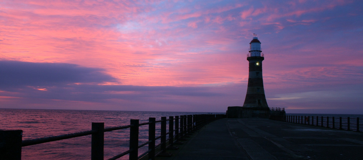 Roker Lighthouse at sunset