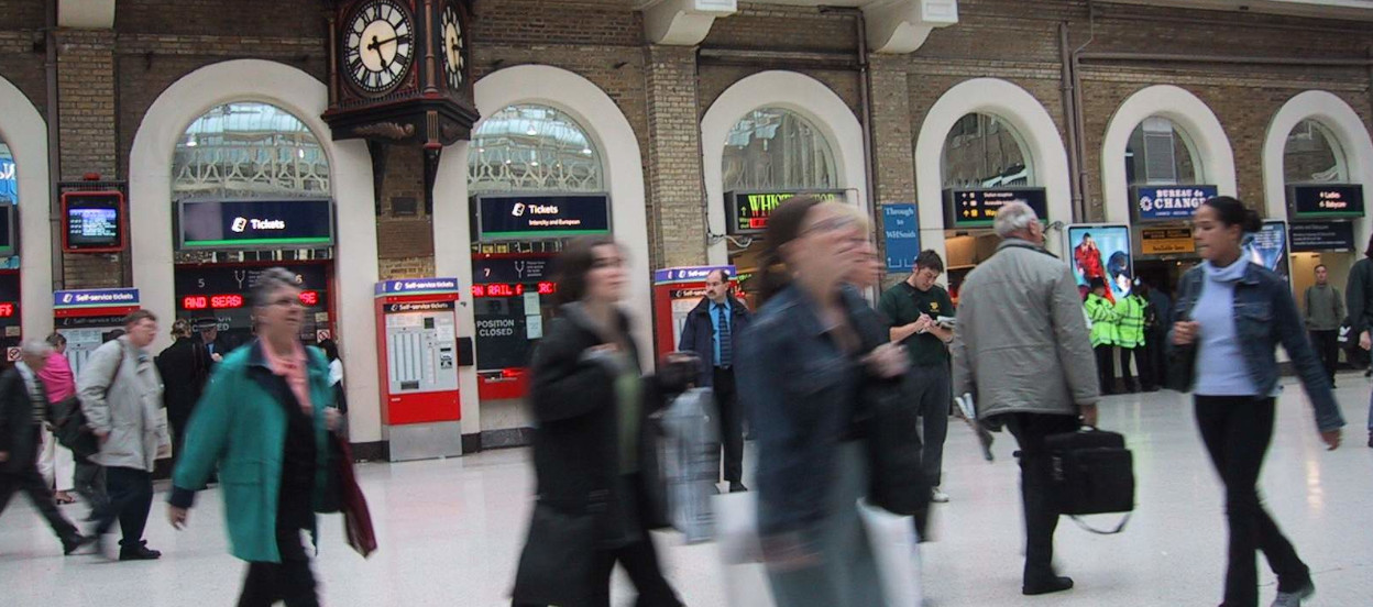 A busy train station