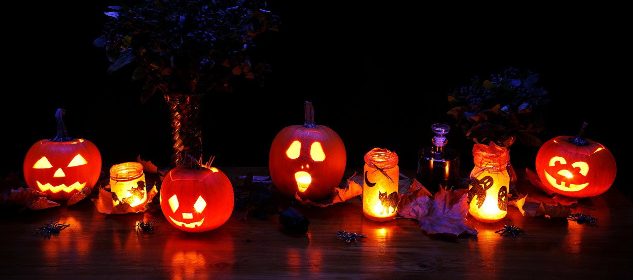 Pumpkins at night