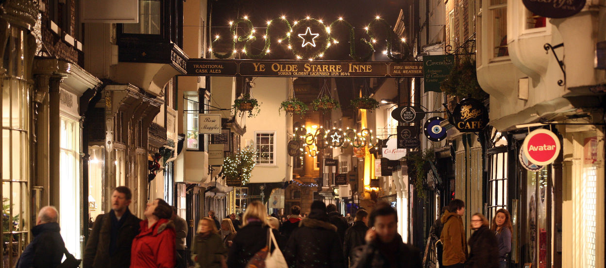 Christmas shoppers in York