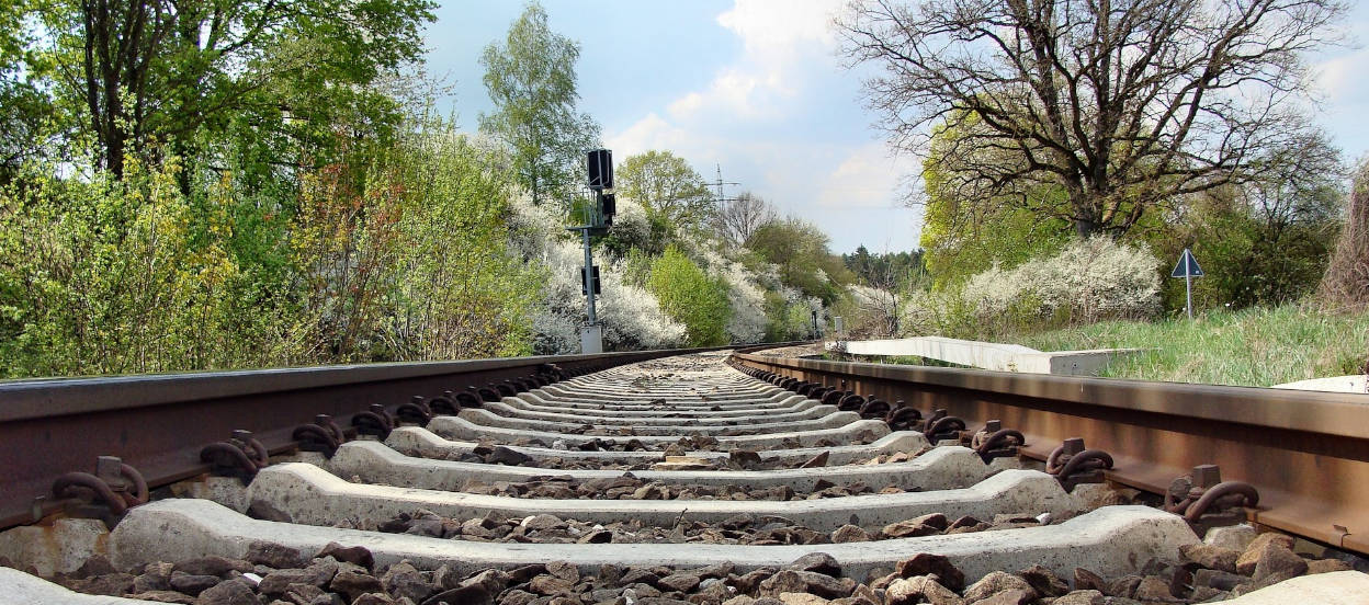 Train tracks in spring