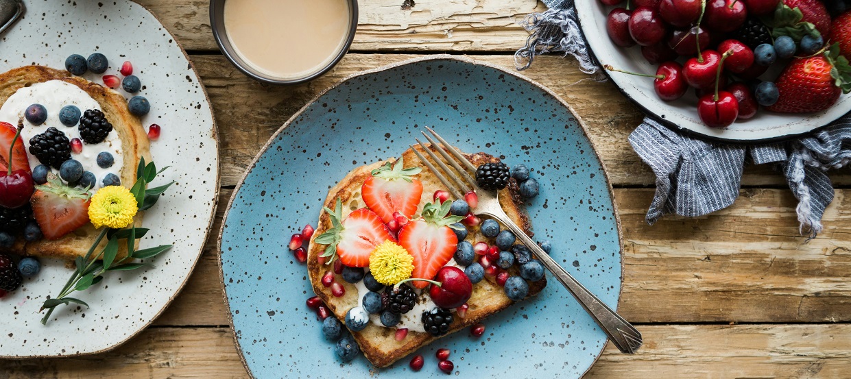 a plate of fruity pancakes