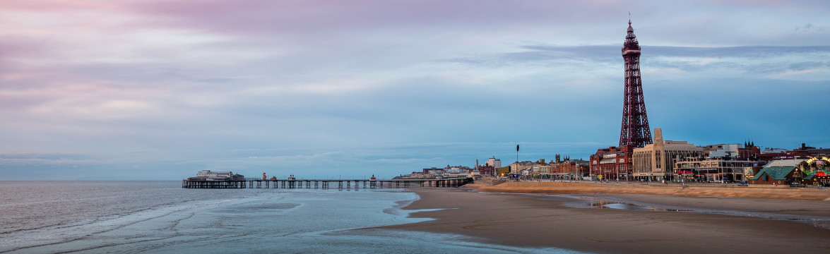 View of Blackpool sea front from the beach