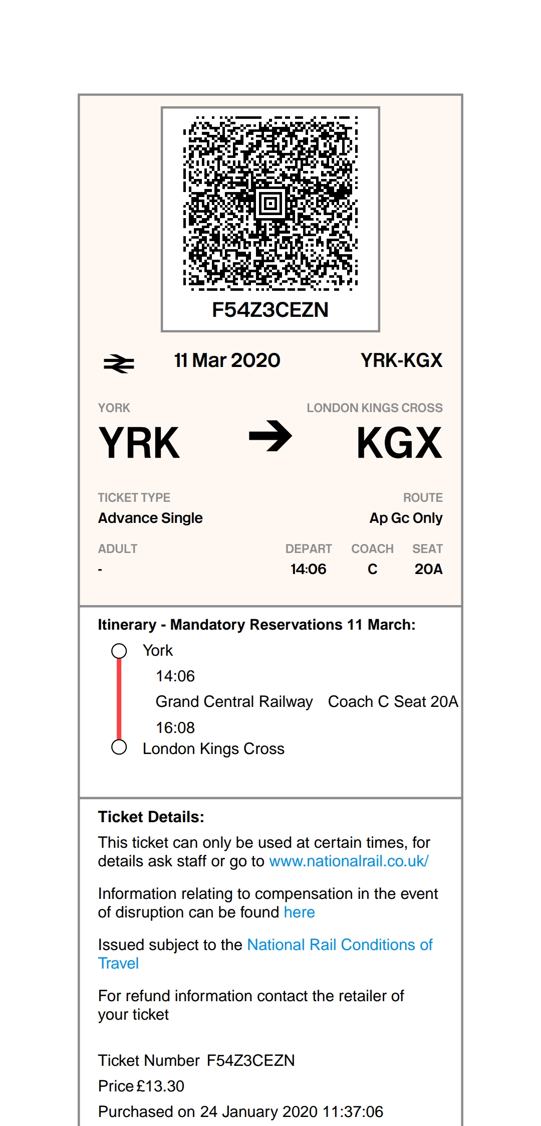 PDF display of eticket