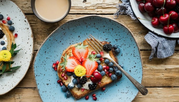 a plate of fruity pancakes