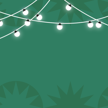 christmas lights on a green festive background